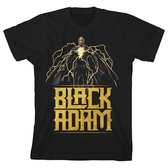 Toddler Boy's Black Adam with Gold Effect Logo Toddler Boy's Black T-Shirt-4T