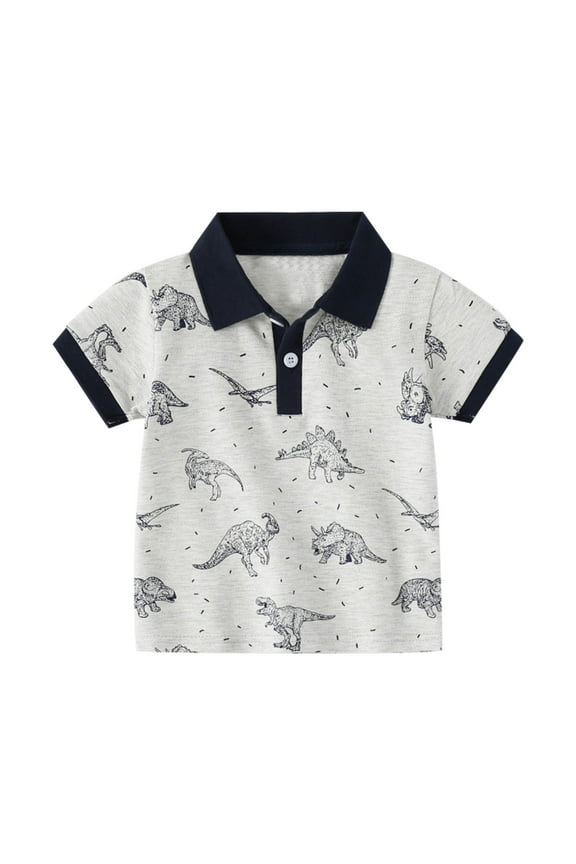 Toddler Boy's Cotton Polo Shirt Cute Cartoon Short Sleeve Polos Versatile Pullover Tshirt