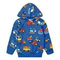 thumbnail image 1 of Toddler Boy's Crewneck Deep Blue Engineering Vehicle Sweatshirt Fall Winter Clothes Long Sleeve Shirt Top Outfit 2t(Excavator-8142), 1 of 5