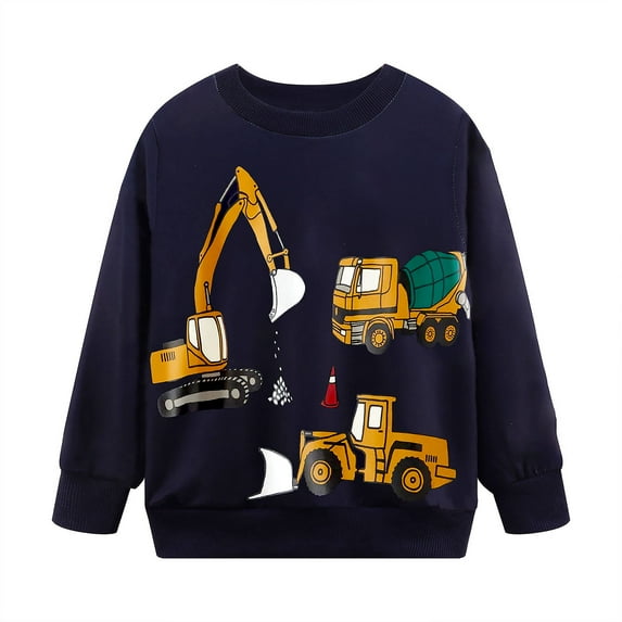 Toddler Boy's Crewneck Vehicle Sweatshirts Fall Winter Clothes Long Sleeve Shirt Top 3T 249