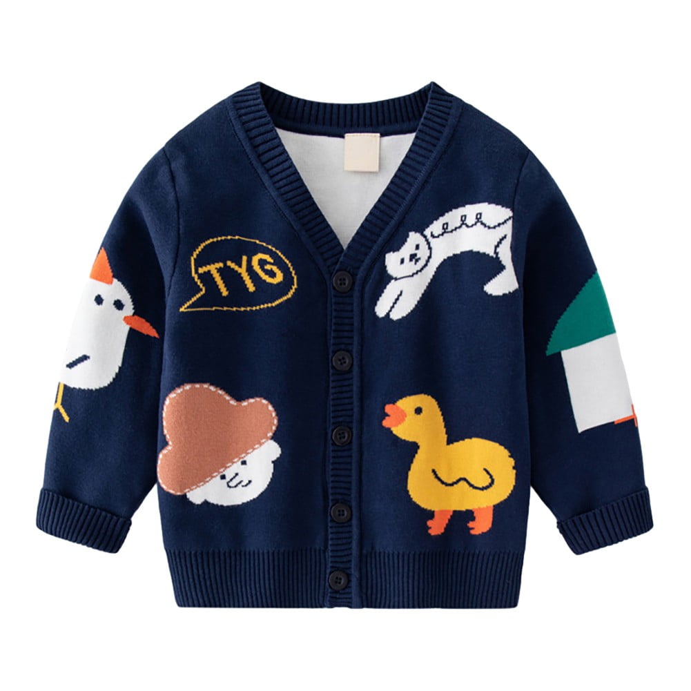 Toddler Boy's Fall Winter Long Sleeve Knitted Sweater Button Cardigan