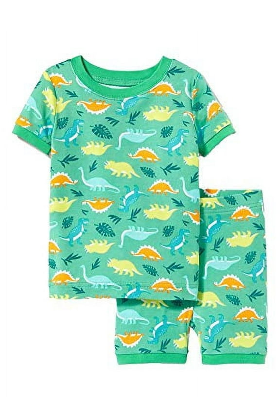 Toddler Boy's Green Dinosaur, Dino Cotton Pajama Shorts Set (Size 2T)
