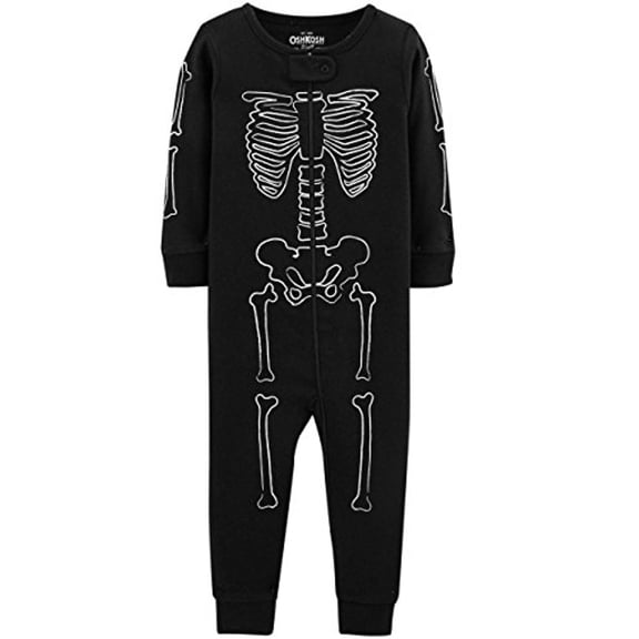 Toddler Boy's Halloween Glow-in-The-Dark Skeleton Cotton Pajama Sleeper, Size 2T