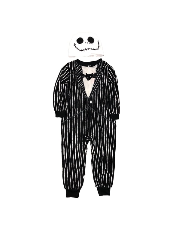 Toddler Boys' The Nightmare Before Christmas Jack Skellington Blanket Sleeper Footed Pajamas with Hat - Black 2T