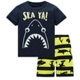 thumbnail image 1 of Toddler Boy's Outfits Cute Shark Printed Short Sleeve Tops And Shorts Set Size 4-5T, 1 of 2