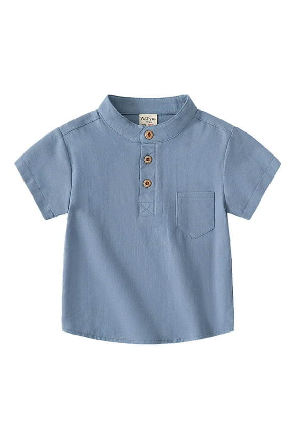 Toddler Boy's Polo Shirt Solid Short Sleeved Pocket T Shirt Summer Kids Cotton Undershirt