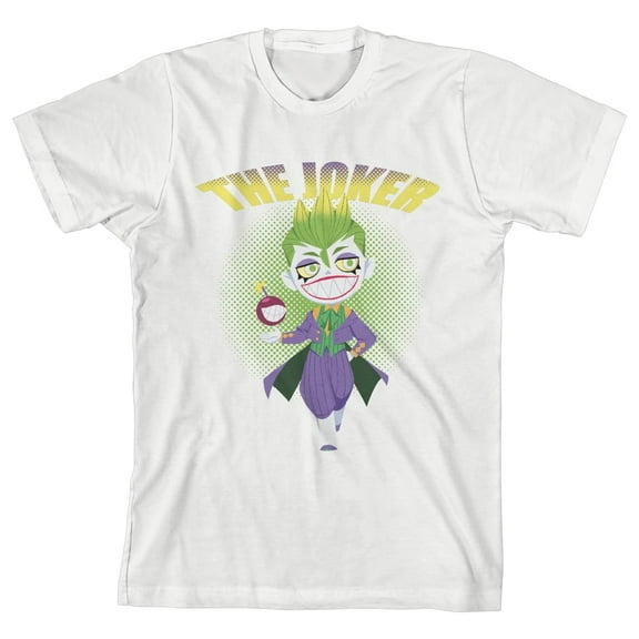 Toddler Boy's White Tee, Chibi Joker Full-Body-3T