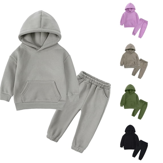 Toddler Boys' 2-Piece Outfit Set Solid Color Hoodie and Pants Set Size 3-4T ,Gray