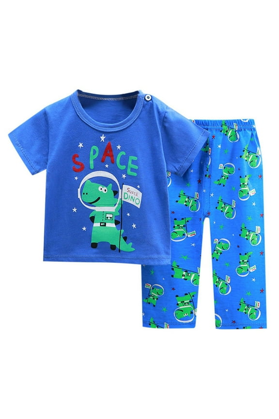 Toddler Boys 2 Piece Outfits Cuhk Kids Home Wear Short Sleeve Trousers Set Short Sleeve T Shirt Clothing Set,Size 12-18 Months