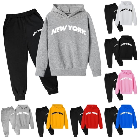 Toddler Boys 2 Piece Outfits Letter Printed Long Sleeve Hoodie Pullover Tops and Pants Sweatshirt Outfits Size 4-5T ,Gray