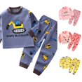thumbnail image 1 of Toddler Boys 2 Piece Outfits Long Sleeved Round Neck Tops and Elastic Waist Pants Home Wear Fall Winter Spring Outfits Size 3-4T ,Blue, 1 of 4