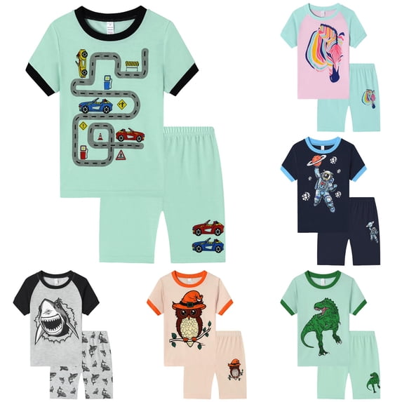Toddler Boys 2 Pieces Clothing Set Cartoon Printed Cute Casual T Shirt and Shorts Outfits Sets Size 1-2T ,Green