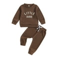 thumbnail image 1 of Toddler Boys 2PCS Pants Sets Long Sleeve Letter Print Tops and Drawstring Pants Sets, 1 of 7