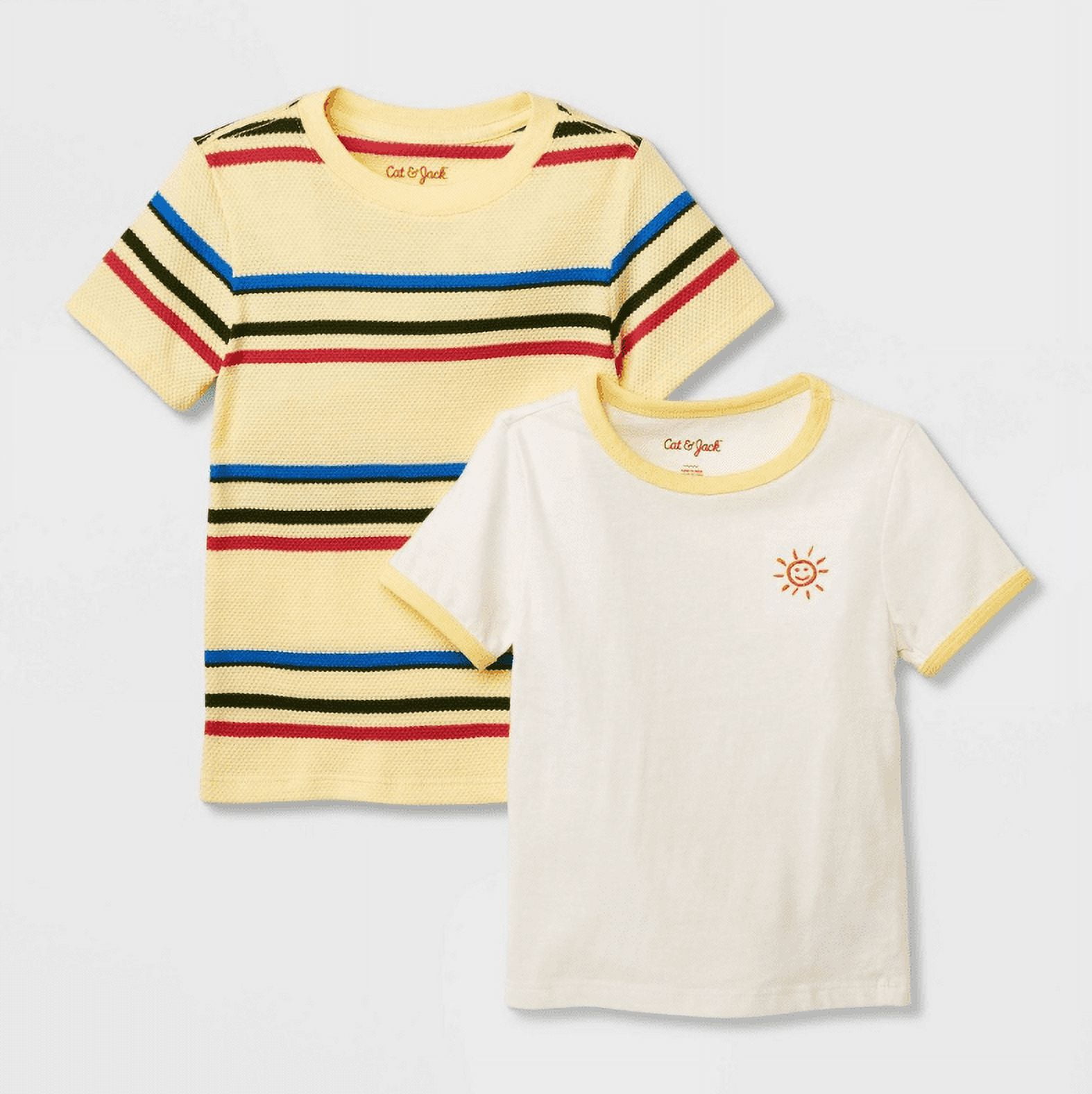 Toddler Boys' 2pk Short Sleeve Striped TShirt Cat & Jack Yellow 12M