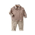 thumbnail image 1 of Toddler Boys 3 Piece Outfit Set Knit Vest Plaid Shirt and Pants Casual Fall Winter Clothes for 1 - 4 Years, 1 of 5