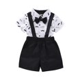 thumbnail image 1 of Toddler Boys 3-Piece Set, Short Sleeve Shirt with Suspenders and Bow Tie Romper, Adorable Photo Outfit for Parties, Church, and Birthday Occasions.,Black,80, 1 of 2