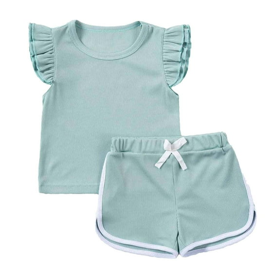 Toddler Boys And Girls Clothes Crew Neck Short Sleeved T-shirt And Elastic Low Waisted Shorts Set Infant Kids Outfit 6M-7T