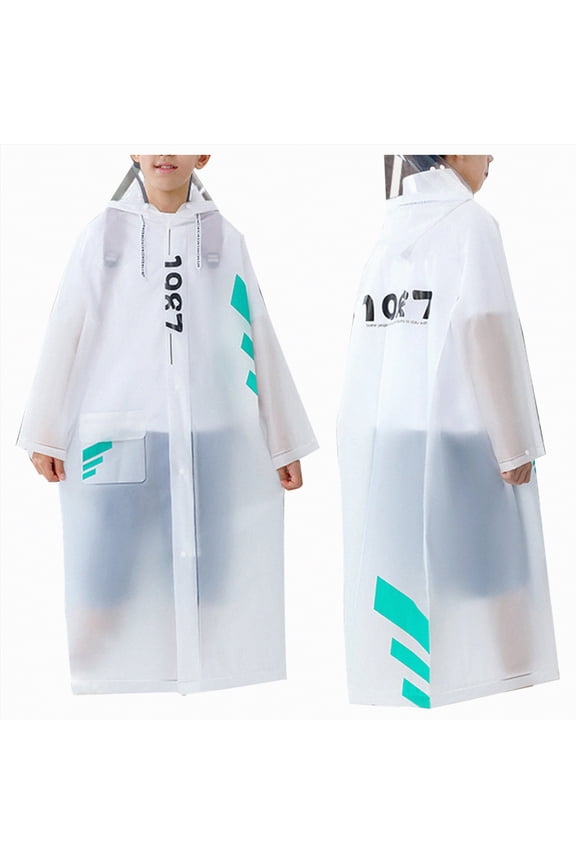 Toddler Boys And Girls Raincoat Kids Waterproof Rain Jacket Hooded Cartoon Rain Wear Clear 12-14 Years