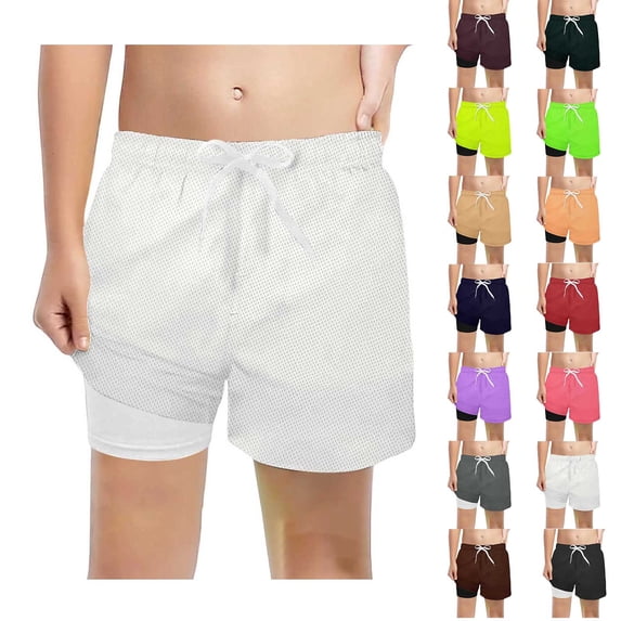 Toddler Boys Athletic Shorts Elastic Waist Drawstring Mesh Shorts with Compression Liner Lightweight Running Soccer Shorts Boys Summer Shorts Boys' Shorts 3-4 Years