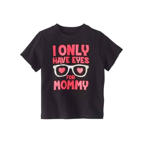 Toddler Boys Black Valentines Day T-Shirt I Only Have Eyes For Mommy Shirt 4T