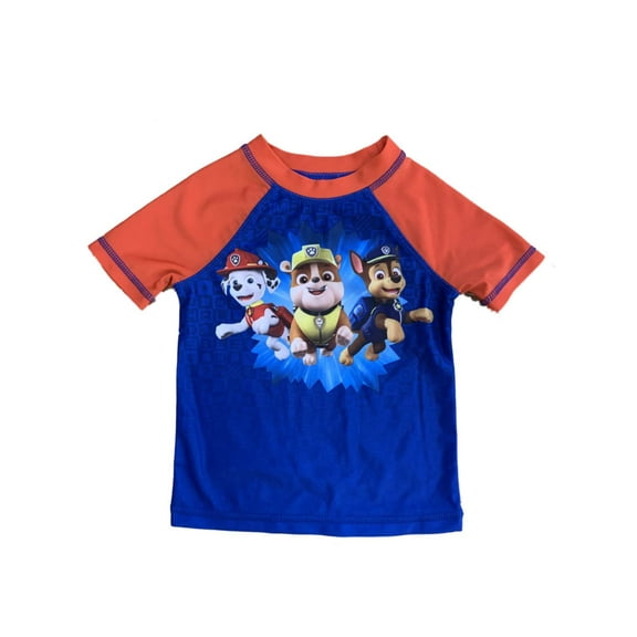 Toddler Boys Blue & Red Paw Patrol Character Rash Guard Swim Shirt 2T
