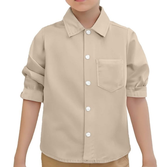 Toddler Boys' Button Down Shirts Graduation Shirts Beige Button Up Shirt Boys Uniform Shirts 12-18 MonthsFormal Outfits