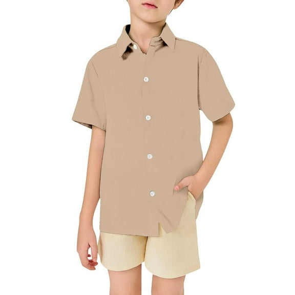 Toddler Boys' Button Down Shirts Khaki Button Down Boys Formal Outfit School Clothes 3-4 Years