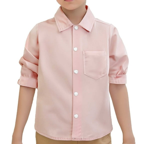 Toddler Boys' Button Down Shirts Pink Button Up Shirt Boys Formal Outfit School Clothes 2-3 Years