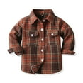 thumbnail image 1 of Toddler Boys Button down Shirt Plaid Collared Long Sleeve Shirts Lightweight Boys Fall Jacket Shirts for Boys Size 1-2 Years, 1 of 2