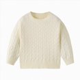 thumbnail image 1 of Toddler Boys Cable Knit Crewneck Sweater,Textured Long Sleeve Pullover,Cozy Winter Top 5-6 Years, 1 of 6