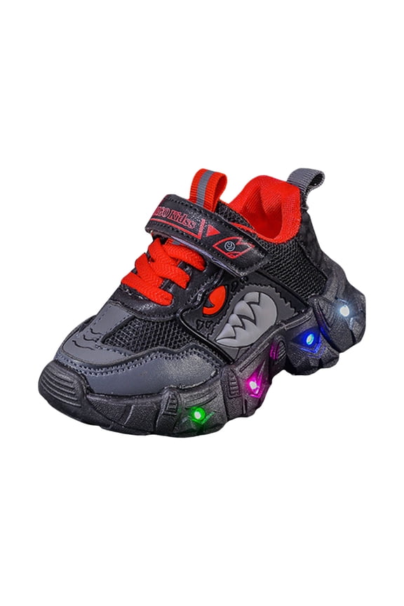 Toddler Boys Cartoon Light Up Sport Shoes Kids LED Flashing Lightweight Mesh Adorable Running Sneakers