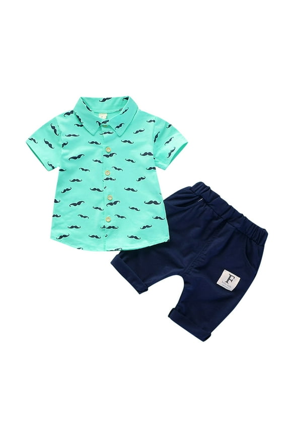Toddler Boys Casual Kids Baby Summer Gentleman Suit Clothes Short Sleeve T Shirt Tops Shorts 2PCS Outfits Set