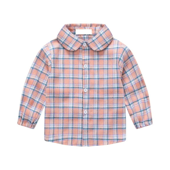 Toddler Boys Casual Long Sleeve Plaid Button Up Shirts Light pink 100