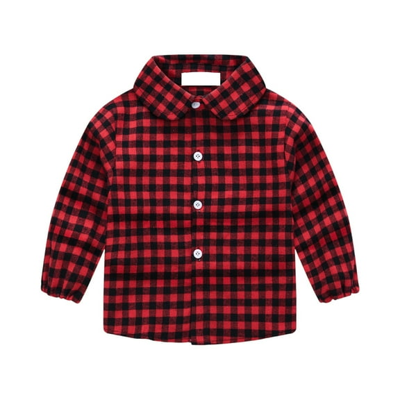 Toddler Boys Casual Long Sleeve Plaid Button Up Shirts Wine 100