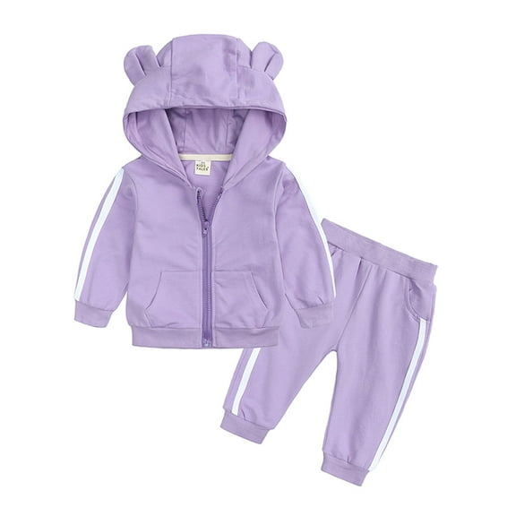 Toddler Boys Casual Outfit Sets Baby Girls Bear'S Ear Hooded Zipper Sweatshirt+Pants Outfits Fall Clothing Sets 6-12Months