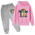 thumbnail image 1 of Toddler Boys Casual Outfit Sets Cute Dinosaur Printed Hoodie Sweatpant Set Long Sleeve Pullover Pants Set Fall Winter Leisure Trend Daily Wear,3-14Y, 1 of 2