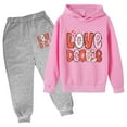 thumbnail image 1 of Toddler Boys Casual Outfit Sets Fall Winter Hoodie Sweatpant Set Cute Valentines Day Letter Print Long Sleeve Pullover Pants Set Leisure Trend Daily Wear,3-14Y, 1 of 2