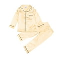 thumbnail image 1 of Toddler Boys Casual Outfit Sets Kids Girl Satin Pajamas Set Button Down Sleep Shirt Top Long Pants Bottoms Sleepwear Loungewear Clothes Fall Clothing Sets 9-10 Years, 1 of 4