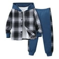 thumbnail image 1 of Toddler Boys Casual Outfit Sets Long Sleeve Patchwork Plaid Prints T Shirt Hooded Tops Pants Clothes Set for Kids Size 2-3T, 1 of 4
