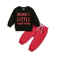 thumbnail image 1 of Little Children Jumpsuit Valentine's Day Cartoon Love Heart Letter Printed Outfit Boys Long Sleeve Letter Prints Tops And Pants Child 2PCS Set Outfits Clothese For Child, 1 of 8