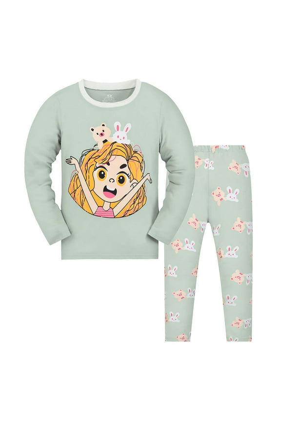 Toddler Boys Casual Outfit Sets Pajamas Cute Cartoon Print Crew Neck Long Sleeve Tops And Pants Two Piece Activewear,Green,2-3 Years