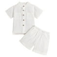 thumbnail image 1 of Toddler Boys Casual Outfit Sets Summer And Girls Short Sleeved T Shirt Set And Girls Short Sleeved Shorts Two Piece Set Clothing Activewear Gibobby(12-18 Months,White), 1 of 9