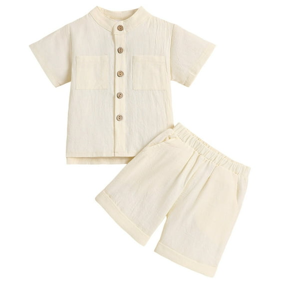 Toddler Boys Casual Outfit Sets Summer And Girls Short Sleeved T Shirt Set And Girls Short Sleeved Shorts Two Piece Set Clothing Activewear Gibobby(12-18 Months,Beige)