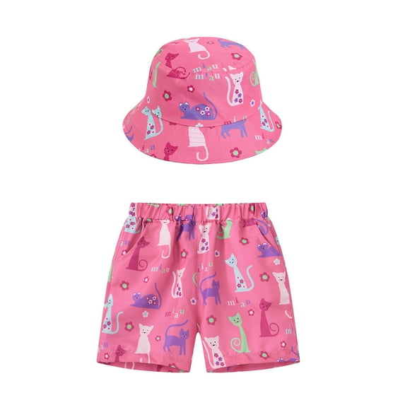 Toddler Boys Casual Outfit Sets Summer And Girls Short Sleeved T Shirt Set And Girls Short Sleeved Shorts Two Piece Set Clothing Activewear Gibobby(5-6 Years,Hot Pink)