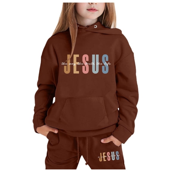 Toddler Boys Christian Sweatshirt Long Sleeve Casual Graphic Hoodies Girls Oversize Pullover and Jogger Pants 2 Pcs Winter Clothes Clothes for 1-2 Years Old Girls Cute Boys Girls Clothing