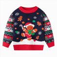 thumbnail image 1 of Toddler Boys Christmas Holiday Knit Pullover Sweater, Festive Reindeer Santa Gingerbread Graphic Crewneck Top 3-4 Years, 1 of 9
