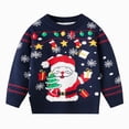 thumbnail image 1 of Toddler Boys Christmas Holiday Knit Pullover Sweater, Festive Reindeer Santa Gingerbread Graphic Crewneck Top 3-4 Years, 1 of 9