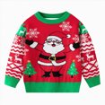 thumbnail image 1 of Toddler Boys Christmas Holiday Knit Pullover Sweater, Festive Reindeer Santa Gingerbread Graphic Crewneck Top 5-6 Years, 1 of 9