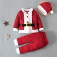 thumbnail image 1 of Toddler Boys Christmas Santa Claus Christmas Santa Outfits with Santa Hat Winter Baby Clothes for 18-24 Months, 1 of 9