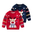 thumbnail image 1 of Toddler Boys Christmas Sweatshirts Long Sleeve Pullover Shirts Reindeer Sweaters Xmas Cartoon Sport Tops, 1 of 12